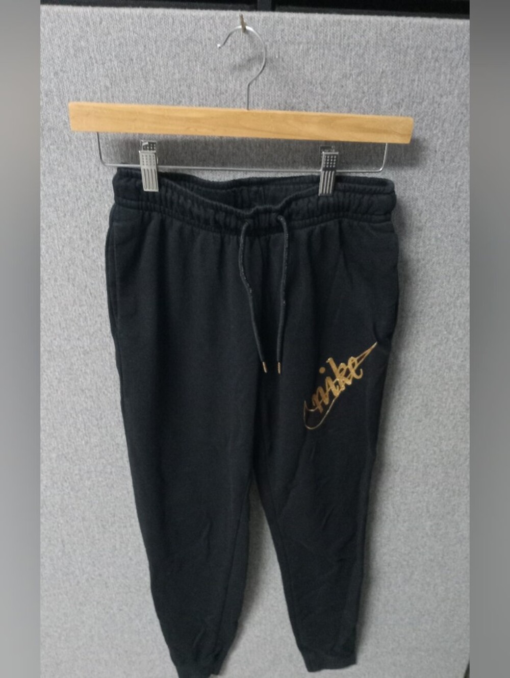 Nike Black Sweat Joggers with Gold Script Swoosh